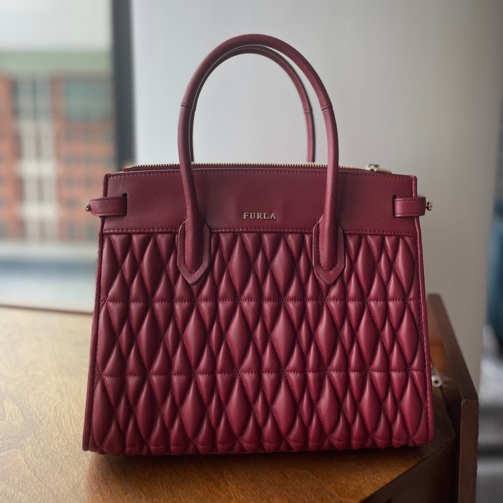 Furla Cometa Red Quilted Leather Handbag